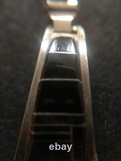 Vintage Zuni Native American Jewelry Watch Jet Black Inlay Sterling CS Lonjose