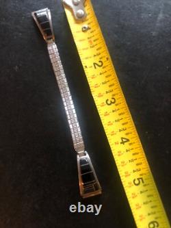 Vintage Zuni Native American Jewelry Watch Jet Black Inlay Sterling CS Lonjose