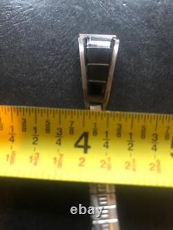 Vintage Zuni Native American Jewelry Watch Jet Black Inlay Sterling CS Lonjose