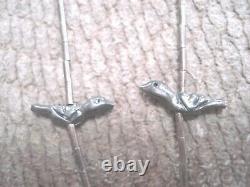 Vintage Zuni Native American Liquid Sterling Silver Fetish Bird 3D Necklace