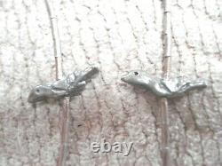 Vintage Zuni Native American Liquid Sterling Silver Fetish Bird 3D Necklace