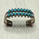 Vintage Zuni Native American Sterling 2 Row Snake Eye Turquoise Cuff Bracelet