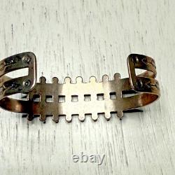 Vintage Zuni Native American Sterling 2 Row Snake Eye Turquoise Cuff Bracelet