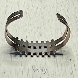 Vintage Zuni Native American Sterling 2 Row Snake Eye Turquoise Cuff Bracelet
