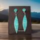 Vintage Zuni Natural Turquoise Fish Scale Inlay Dangle Earrings Sterling Signed