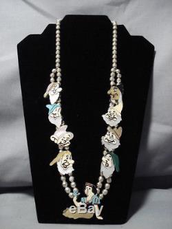 Vintage Zuni Navajo Turquoise Sterling Silver Squash Blossom Necklace Disney