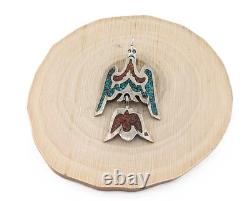 Vintage Zuni Pendant Old Pawn Jewelry Sterling Silver Signed Native American 70s