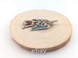 Vintage Zuni Pendant Old Pawn Jewelry Sterling Silver Signed Native American 70s