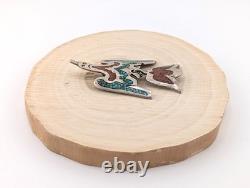 Vintage Zuni Pendant Old Pawn Jewelry Sterling Silver Signed Native American 70s