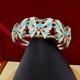 Vintage Zuni Reyes Neha R. N. Sterling Butterfly Cuff Inlay Turquoise Coral