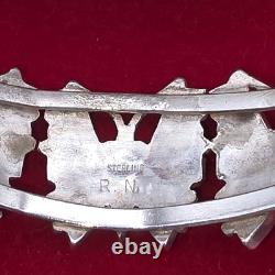 Vintage Zuni Reyes Neha R. N. Sterling Butterfly Cuff Inlay Turquoise Coral