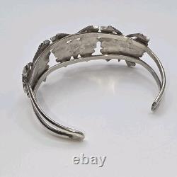 Vintage Zuni Reyes Neha R. N. Sterling Butterfly Cuff Inlay Turquoise Coral