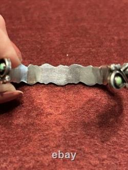 Vintage Zuni Snake Eye Turquoise Shadowbox Sterling Silver Bracelet 4.5