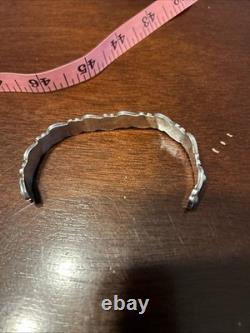 Vintage Zuni Snake Eye Turquoise Shadowbox Sterling Silver Bracelet 4.5