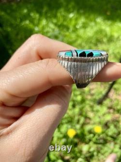 Vintage Zuni Sterling Inlay Ring Size 10
