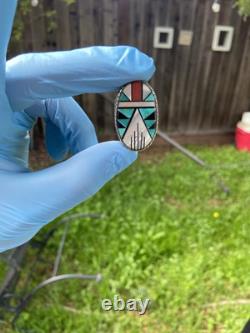 Vintage Zuni Sterling Inlay Ring Size 10