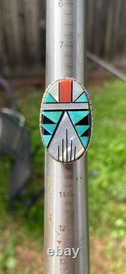 Vintage Zuni Sterling Inlay Ring Size 10