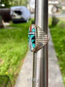 Vintage Zuni Sterling Inlay Ring Size 10
