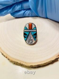 Vintage Zuni Sterling Inlay Ring Size 10