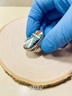 Vintage Zuni Sterling Inlay Ring Size 10