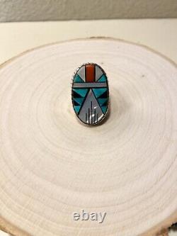 Vintage Zuni Sterling Inlay Ring Size 10