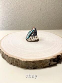 Vintage Zuni Sterling Inlay Ring Size 10