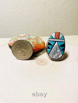 Vintage Zuni Sterling Inlay Ring Size 10