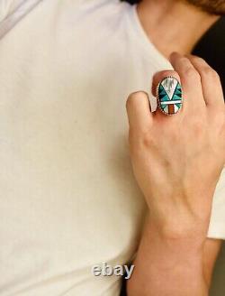 Vintage Zuni Sterling Inlay Ring Size 10