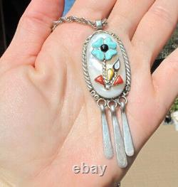 Vintage Zuni Sterling & Multi Stone LG Pendant, by Sarah & Mike Simplicio