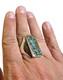 Vintage Zuni Sterling Silver Cobble Inlay Turquoise Statement Ring Signed Haloo
