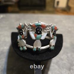 Vintage'Zuni' Sterling Silver Crown Dancer Cuff Bracelet