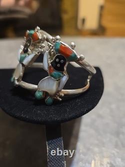 Vintage'Zuni' Sterling Silver Crown Dancer Cuff Bracelet