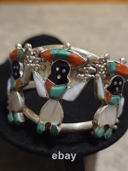 Vintage'Zuni' Sterling Silver Crown Dancer Cuff Bracelet