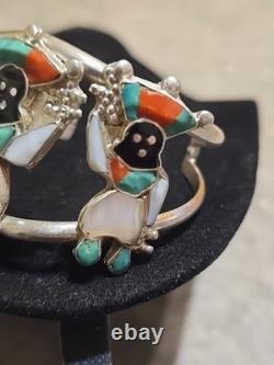 Vintage'Zuni' Sterling Silver Crown Dancer Cuff Bracelet