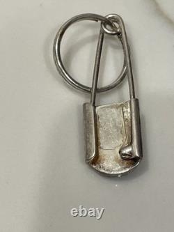 Vintage Zuni Sterling Silver Multi-Stone Channel Inlay Keychain 2.75in 8.9g