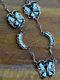 Vintage Zuni Sterling Silver Multi-Stone Inlay Butterfly Necklace