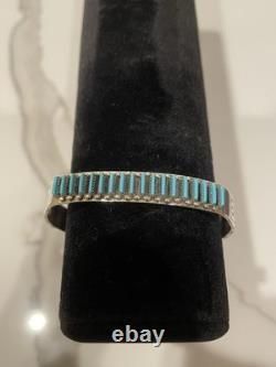 Vintage Zuni Sterling Silver Natural Turquoise Cuff Bracelet Signed R. L. 20.4g