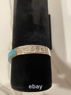 Vintage Zuni Sterling Silver Natural Turquoise Cuff Bracelet Signed R. L. 20.4g
