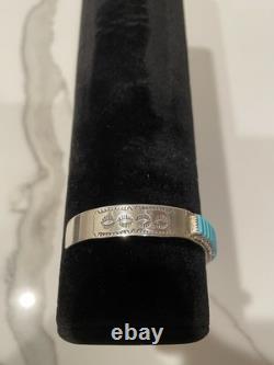 Vintage Zuni Sterling Silver Natural Turquoise Cuff Bracelet Signed R. L. 20.4g
