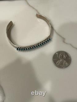 Vintage Zuni Sterling Silver Natural Turquoise Cuff Bracelet Signed R. L. 20.4g