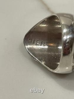 Vintage Zuni Sterling Silver Natural Turquoise Snake Ring Size 10.5 Signed 16g