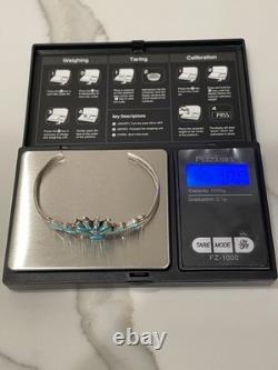 Vintage Zuni Sterling Silver Petit Point Natural Turquoise Sunburst Cuff 10g
