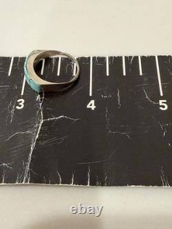 Vintage Zuni Sterling Silver Turquoise Channel Inlay Band Ring Size 5.5