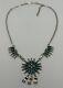 Vintage Zuni Sterling Silver Turquoise Needlepoint Necklace 17 Native American