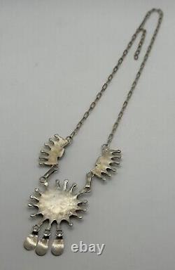 Vintage Zuni Sterling Silver Turquoise Needlepoint Necklace 17 Native American