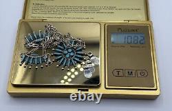 Vintage Zuni Sterling Silver Turquoise Needlepoint Necklace 17 Native American