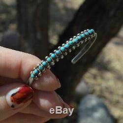 Vintage Zuni Sterling Silver and Turquoise Snake Eye Cuff Bracelet