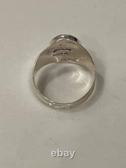 Vintage Zuni Sun Face Ring Sterling Silver Natural Turquoise Size 12.5 Signed