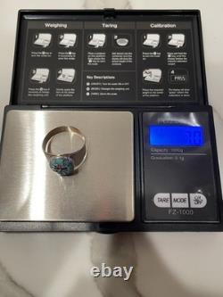 Vintage Zuni Sun Face Ring Sterling Silver Natural Turquoise Size 12.5 Signed