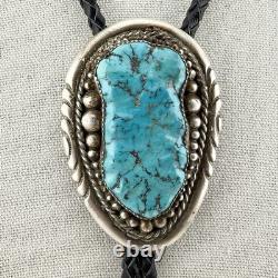 Vintage Zuni Turquoise And Sterling Silver Bolo Tie Native American Jewelry